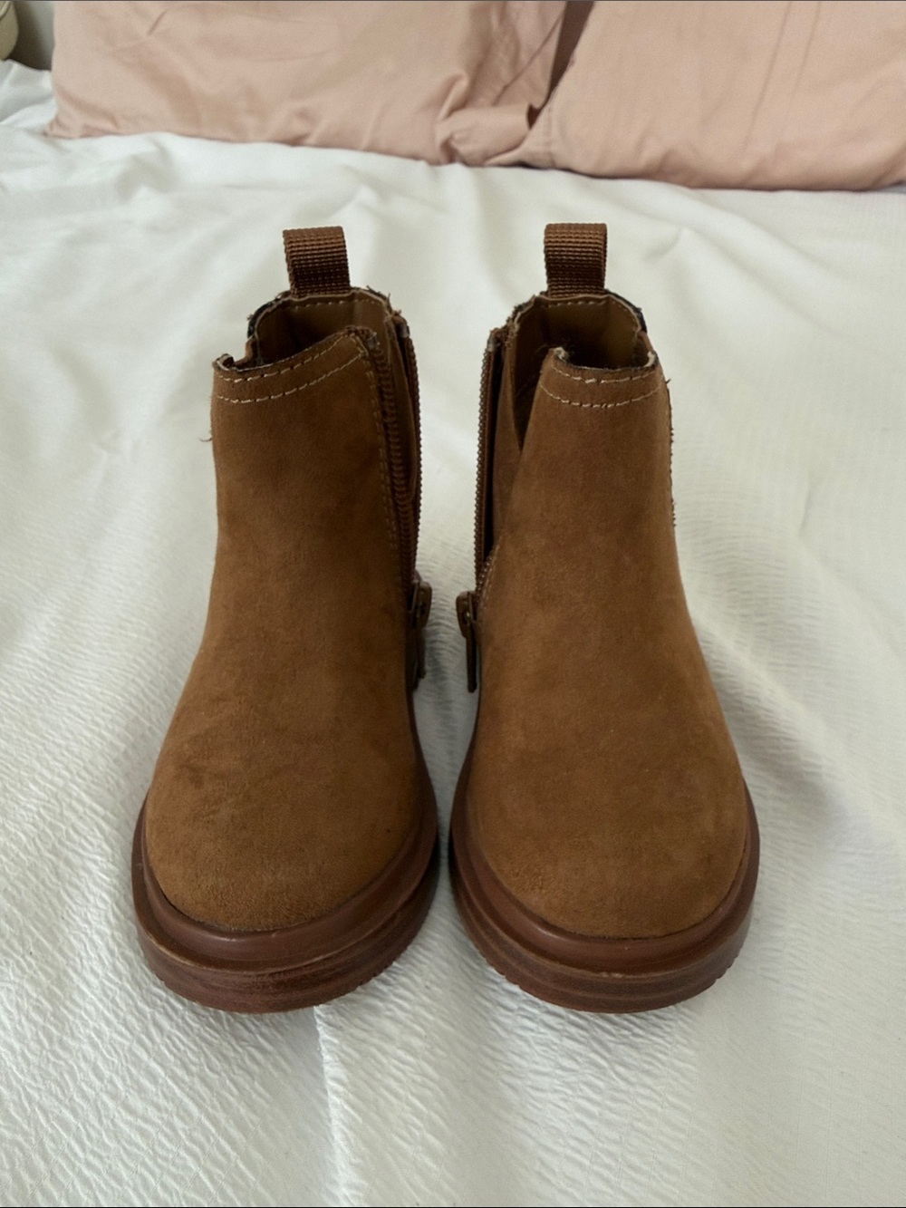 H&M Kids Tan Suede Ankle Boots with Side Zip